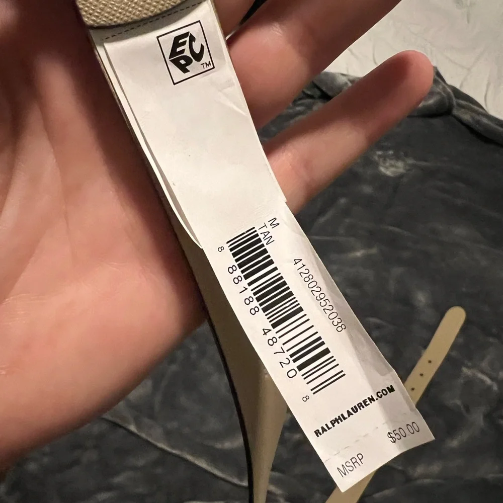 LAUREN RALPH LAUREN Crosstitch Leather Belt w/ Charm Size Medium or Large NWT